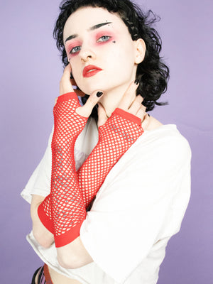 EXIT SIMPLE RED FISHNET GLOVES