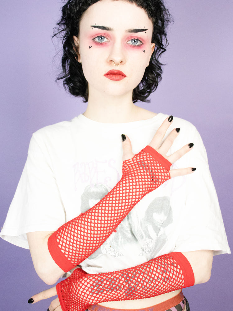 EXIT SIMPLE RED FISHNET GLOVES
